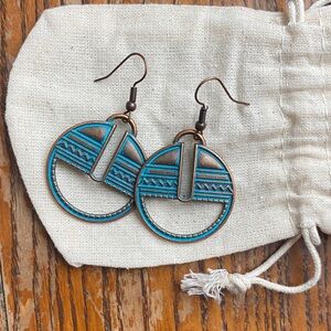 Round Turquoise and Bronze colored Earrings